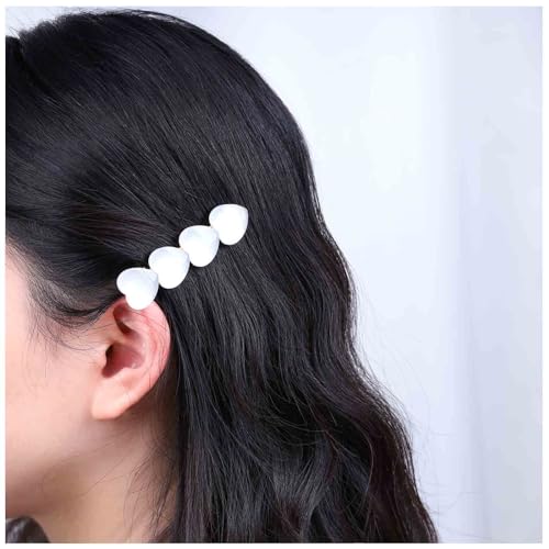 Dervivea Strass Herz Haarspange Katzenauge Stein Haarspange Opal Haarspange Pins Herz Seite Clip Kopf Clip Weiß Perle Muschel Haarnadeln Dekorative Haarschmuck Für Frauen Und Mädchen(Herz) von Dervivea