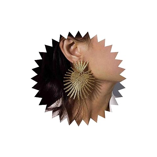 Dervivea Übertriebene Sonnenbrust Ohrringe Metall Gold Statement Ohrringe Große Himmlische Tropfen Ohrringe Punk Geometrische Ohrringe Schmuck Für Frauen Und Mädchen von Dervivea