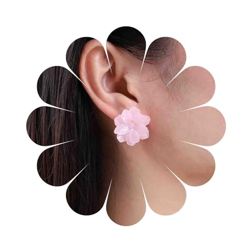 Dervivea Vintage Acryl Blume Ohrringe Rosa Blume Ohrstecker Ohrringe Große Blume Blütenblatt Ohrringe Rosa Rose Floral Ohrringe Schmuck Für Frauen Und Mädchen von Dervivea