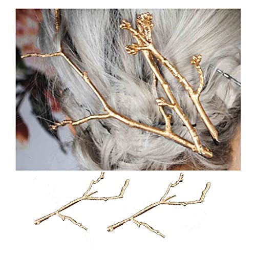 Dervivea Vintage Baumzweig Haarspange Haarspange Metallzweig Haarnadelclip Boho Zweige Haarspange Goldblätter Zweig Haarspange Dekorativer Haarschmuck für Frauen und Mädchen Kopfschmuck 2 STÜCKE von Dervivea