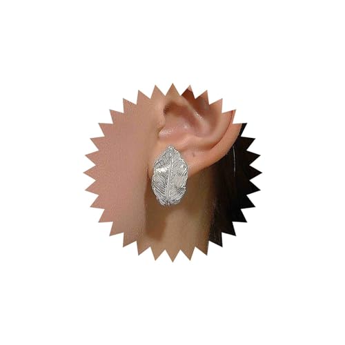 Dervivea Vintage Blatt Reif Ohrringe Silber Blatt Ohrstecker Ohrringe Gehämmert Blatt Ohrringe Metall Blätter Ohrringe Schmuck Für Frauen Und Mädchen von Dervivea