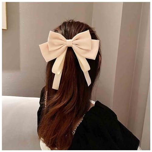 Dervivea Vintage Bow Haarspangen Barrette Satin Bowknot Haarspange Weißer Bogen Haarspange Französisches Band Bogen Barrette Große Seidenschleife Haarspange Dekoratives Haarzubehör Für Frauen von Dervivea