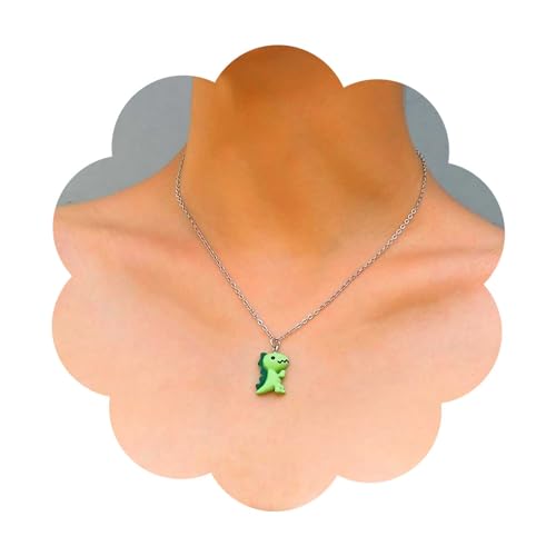 Dervivea Vintage Cartoon Dinosaurier Anhänger Halskette Acryl Dino Choker Halskette Grün Dinosaurier Halskette Kette Niedlich 3d Dino Halskette Schmuck Für Frauen Und Mädchen von Dervivea