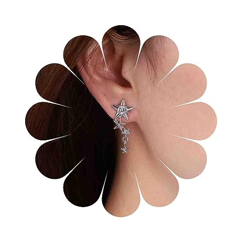 Dervivea Vintage Cz Star Baumeln Ohrringe Kristall Sterne Ohrstecker Silber Strass Stern Tropfen Ohrringe Glücklich Stern Ohrstecker Für Frauen Und Mädchen von Dervivea