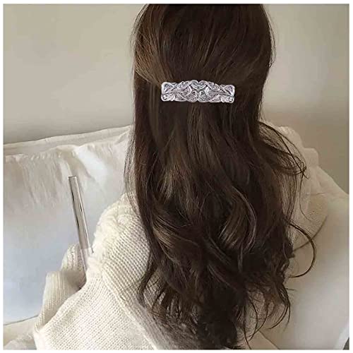 Dervivea Vintage Keltischen Knoten Haarspange Barrette Silber Rechteck Haarspangen Metall Keltischen Haarnadel Clips Französisch Geometrischen Pferdeschwanz Halter Haarspange Schmuck Für Frauen von Dervivea