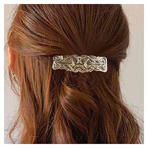 Dervivea Vintage Keltischer Knoten Haarspange Barrette Gold Rechteck Haarspangen Metall Keltische Haarnadel Clips Französisch Geometrische Pferdeschwanz Halter Haarspange Schmuck Für Frauen von Dervivea