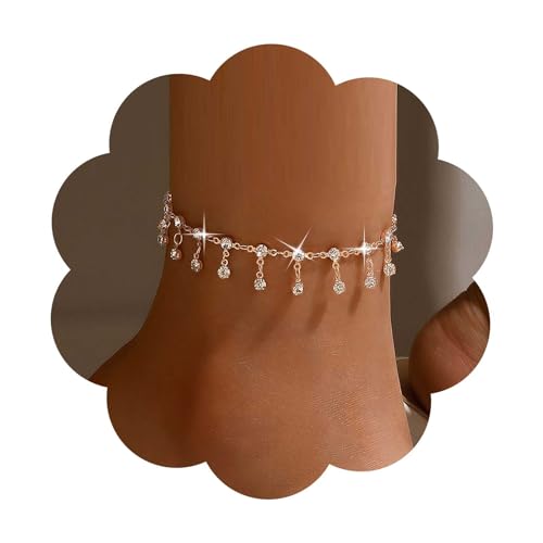 Dervivea Vintage Kristall Quaste Fußkettchen Gold Cz Fußkettchen Armband Strass Fußkettchen Kette Kristall Baumeln Fußkettchen Cz Fransen Fußkettchen Sommer Strand Fußkettchen Schmuck Für Frauen von Dervivea