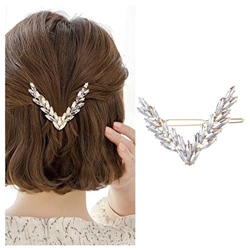 Dervivea Vintage Kristall V Haarspangen Haarnadel Geometrische V-förmige Haarnadeln Barrette Gold Strass Haarspange Haarspange Glänzend Braut Haarnadel Zubehör Für Frauen Und Mädchen Kopfschmuck von Dervivea