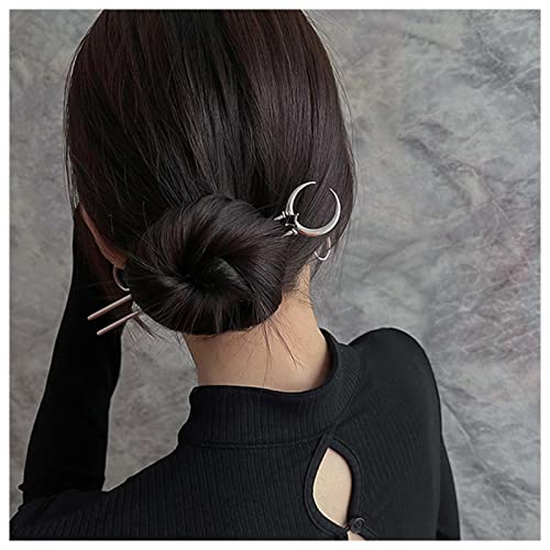 Dervivea Vintage Mond Haar Stick Pin Metall U Form Haarnadel Silber Halbmond Haar Gabel Barrette Minimalistischen Haar Pin Dekorative Haar-Accessoires Für Frauen Und Mädchen Kopfschmuck von Dervivea