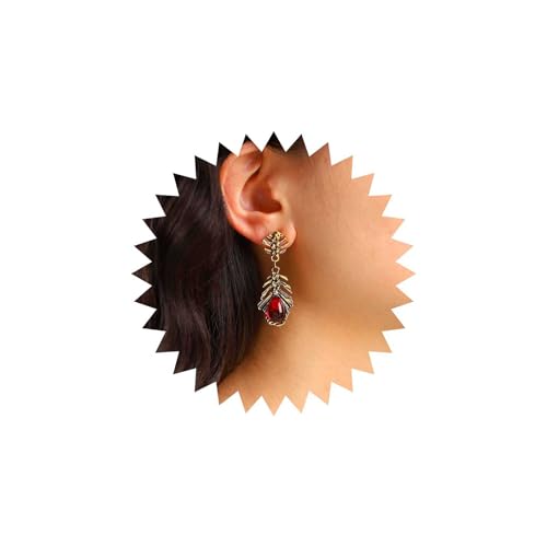 Dervivea Vintage Rote Karneol Ohrringe Gold Blatt Ohrstecker Karneol Edelstein Ohrringe Ethnische Blatt Tropfen Ohrringe Schmuck Für Frauen Und Mädchen von Dervivea