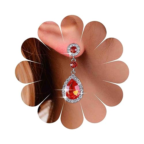 Dervivea Vintage Rubin Strass Ohrringe Tropfen Rubin Ohrringe Roter Edelstein Baumeln Ohrringe Rubin Kristall Ohrstecker Rubin Stein Tropfen Ohrringe Schmuck Für Frauen Und Mädchen von Dervivea