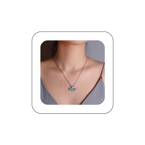 Dervivea Vintage Saphir Wal Anhänger Halskette Silber Buckelwal Halskette Blau Kristall Wal Fisch Halskette Cz Wal Choker Halskette Schmuck Für Frauen Und Mädchen von Dervivea