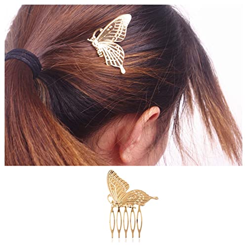 Dervivea Vintage Schmetterling Haar Kamm Gold Haar Seite Kamm Clips Retro Brautkamm Haarspange Dekorative Haar-Accessoires Für Frauen Und Mädchen Kopfschmuck von Dervivea