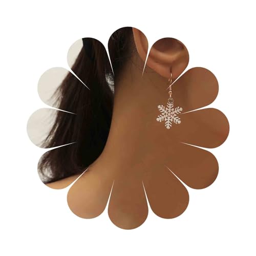 Dervivea Vintage Schneeflocke Tropfen Ohrringe Emaille Schneeflocke Ohrringe Gold Weiße Schneeflocke Ohrringe Weihnachten Schneeflocke Haken Ohrringe Schmuck Für Frauen Und Mädchen von Dervivea