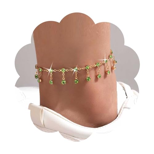 Dervivea Vintage Smaragd Quaste Fußkettchen Gold Smaragd Fußkettchen Armband Grün Kristall Fußkettchen Smaragd Baumeln Fußkettchen Cz Fransen Fußkettchen Sommer Strand Fußkettchen Schmuck Für von Dervivea