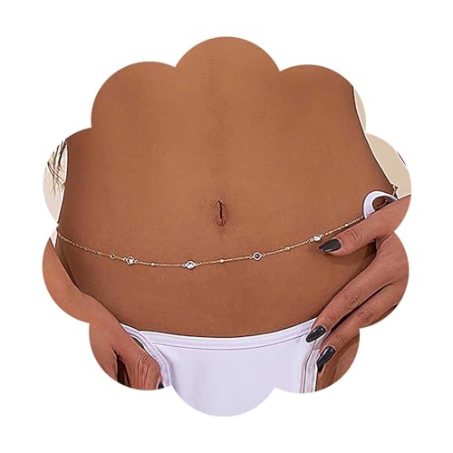 Dervivea Vintage Strass Taille Kette Bikini Cz Bauch Kette Silber Strass Körper Kette Kristall Bauch Kette Sommer Bikini Taille Körper Kette Schmuck Für Frauen Und Mädchen von Dervivea