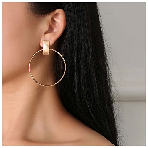 Dervivea Vintage große Kreis-Ohrringe offener Kreis Ohrstecker minimalistische große Creolen Boho Gold geometrische Ohrringe Schmuck für Frauen und Mädchen von Dervivea