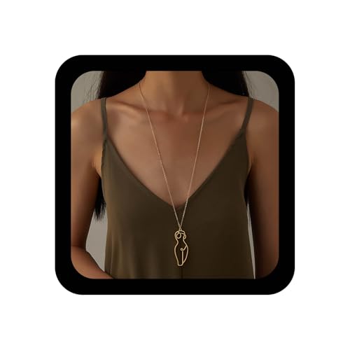 Dervivea Weibliche Menschliche Körper Anhänger Halskette Gold Weibliche Form Kragen Halskette Weibliche Skulptur Lange Halskette Vintage Kleine Menschliche Körper Halskette Schmuck Für Frauen von Dervivea
