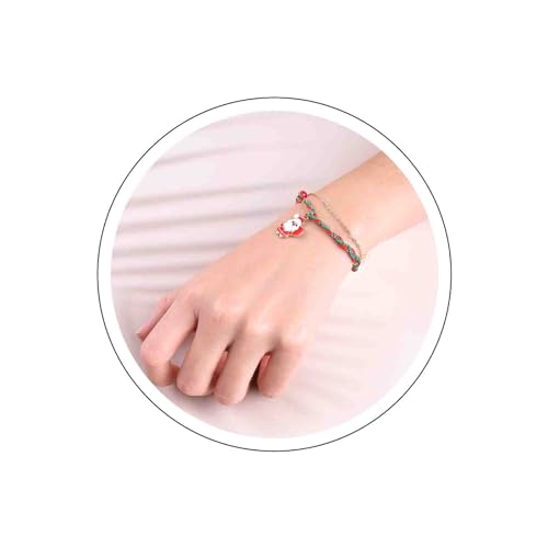 Dervivea Weihnachten Geflochtenes Armband Geschichtet Weihnachtsmann Armband Rot Grün Geflochtenes Seil Armband Kette Weihnachtsarmband Handkette Schmuck Für Frauen Und Mädchen Geschenk von Dervivea