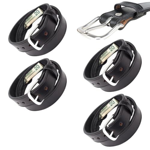 4 Stück Reise Geldgürtel Leder Mit Geheimfach, Anti-Theft Hidden Money Belt with Zipper, Geeignet Für Reise, Dienstreise, Joggen, Für Herren Und Frauen von Derwrtup