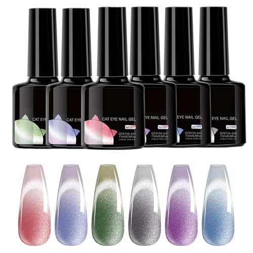 Derwrtup Gelnagellack, wechselt die Farbe mit der Temperatur, 6 Stück, langhaltendes Manikürezubehör für Frauen im Salon, zu Hause, Treffen von Derwrtup