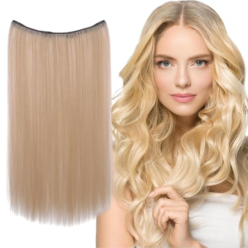 Derwrtup Haarclip in Extensions, menschlicher Haarclip in Erweiterungen - Natural aussehende Haarverlängerungen - 20 Zoll langes, gerade Haarstück für Frauen Mädchen, stilvolle unsichtbare Perücke von Derwrtup