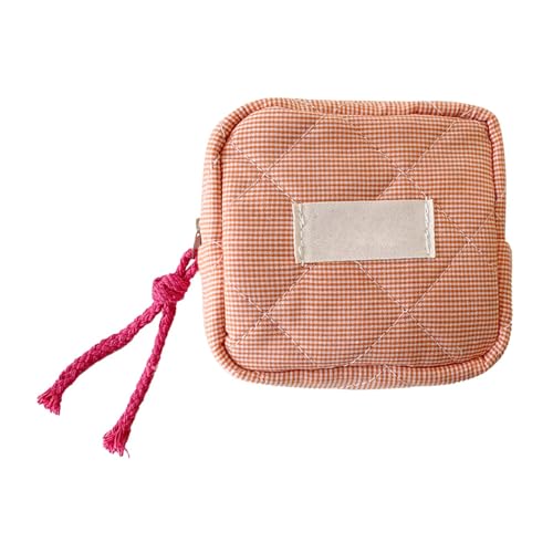 Derwrtup Kleine Kosmetiktasche, Lippenstifttasche | Tragbare Lippenstift-Aufbewahrungstaschen für Mädchen | Quadratische Karierte Reißverschlusstasche, Münzbörse, Make-up-Kopfhörertasche, Münzbörse von Derwrtup