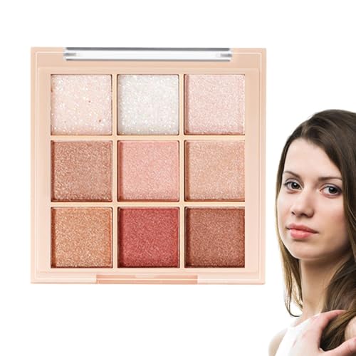 Derwrtup Lidschatten-Palette | 9 Farben -Lidschatten-Puder,Schimmernde Glitzer-Make-up-Palette, Lidschatten-Make-up-Palette für Frauen und Mädchen von Derwrtup