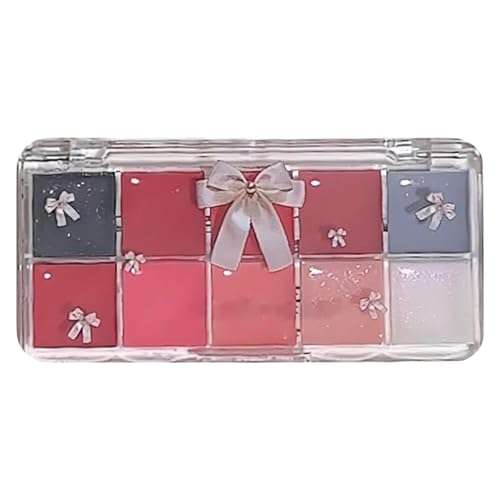 Derwrtup Lippenstift-Palette, Lippen-Palette Make-up,10 Farben getönter Lipgloss - Gelee-getönter Lipgloss, feuchtigkeitsspendendes Lippenstift-Make-up-Set, langlebig für Damen und Herren von Derwrtup