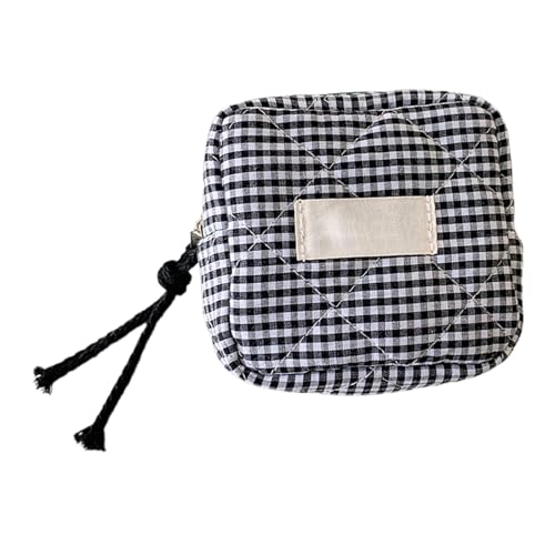 Derwrtup Make-up-Tasche klein, kleine Make-up-Tasche | Kleine Kopfhörertasche für Studenten | Quadratische Karierte Reißverschlusstasche, Münzbörse, Make-up-Kopfhörertasche, Münzbörse für Damen von Derwrtup