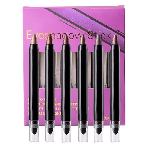 Derwrtup Schimmernder Lidschattenstift,Lidschattenstift | Aufheller-Lidschattenstifte 6er-Set - Schimmernder Lidschatten-Stift für Tränensäcke, wischfester Aufhellerstift für Damen von Derwrtup