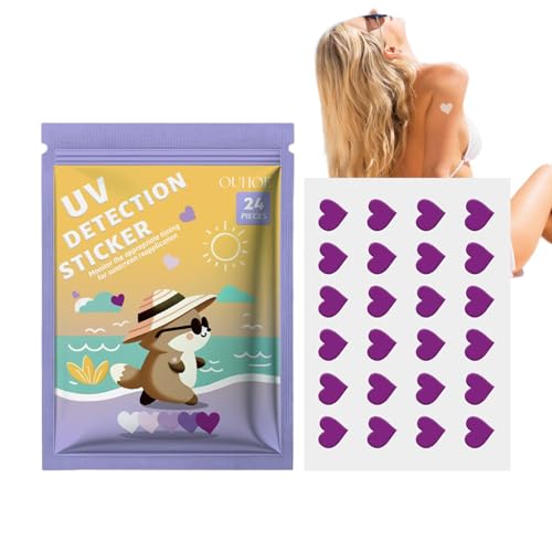 Derwrtup Sonnenschutz-Erinnerungsaufkleber, UV-Erkennungsaufkleber für Sonnenschutzmittel,24 Stück SPF Sensing UV Sun Patch & Sunscreen Dots UV Sticker | 5-Style Sun Patch Sunscreen Dots UV-Aufkleber, von Derwrtup