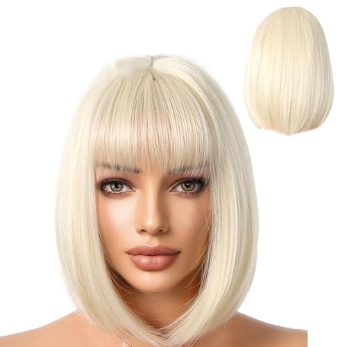 Kurze Bob Perücke Mit Pony - Perücke Damen Bob Perücke Bob Mit Pony Perücke Bob Perücke Kurz Pony | Für Frauen Synthetisches Haar Perücken Cosplay Täglich Party Gebrauch von Derwrtup
