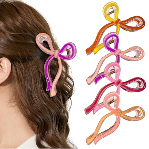 DeryArcle 4 Stück Bunte Fliege Haarspangen Haarklammer,Rutschfestes mädchen claw clip,niedliche Haar Spangen,Haar Pin Curl Clips für Frauen Mädchen Geschenke von DeryArcle