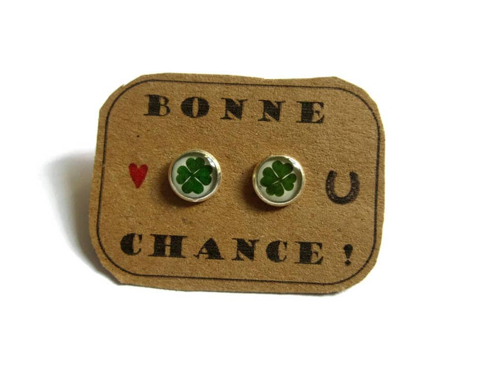 Kinderohrringe Kinderchips Grüner Klee, Glück, Vintage, Kindergeschenk Kleiner Mädchenschmuck Kinderschmuck Geburtstagsgeschenk von DesJoliesMomes