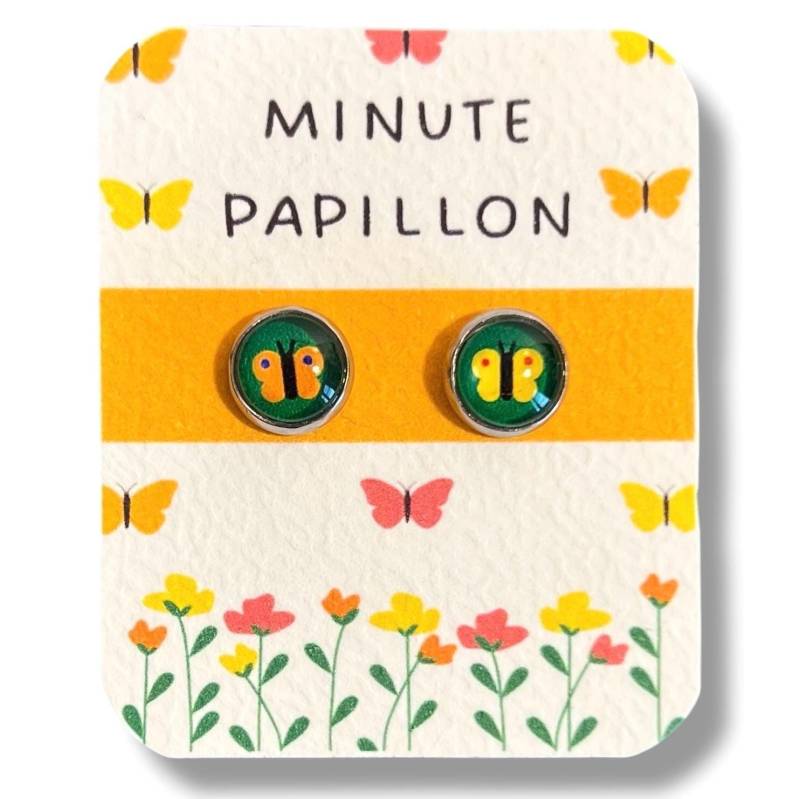 Kinderohrringe Orange Und Gelbe Schmetterlingsohrstecker, Schmetterlingsschmuck, Schmuck Für Kleine Mädchen, Ungleiche Schmetterlinge, Kinderschmuck von DesJoliesMomes