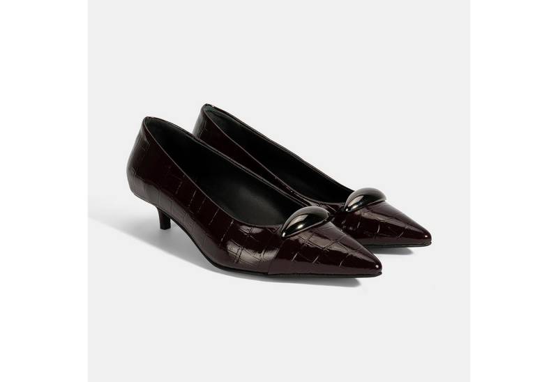 Desa Damen-Slipper – Obermaterial aus Leder, Stilettoabsatz, spitze Zehenp Loafer von Desa