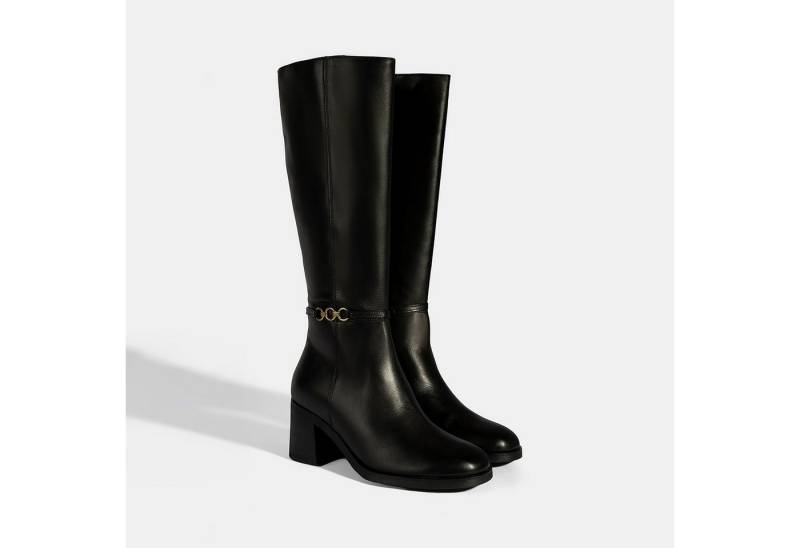 Desa Desa Damen-Overknee-Stiefel – Obermaterial aus Leder und Textil, Block Stiefel von Desa