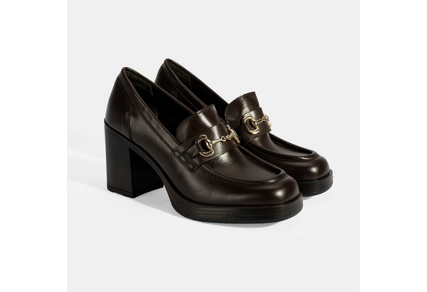 Desa DESA Damen-Plateau-Slipper aus Kunstleder, eckige Zehenpartie, Herbst/ Loafer von Desa