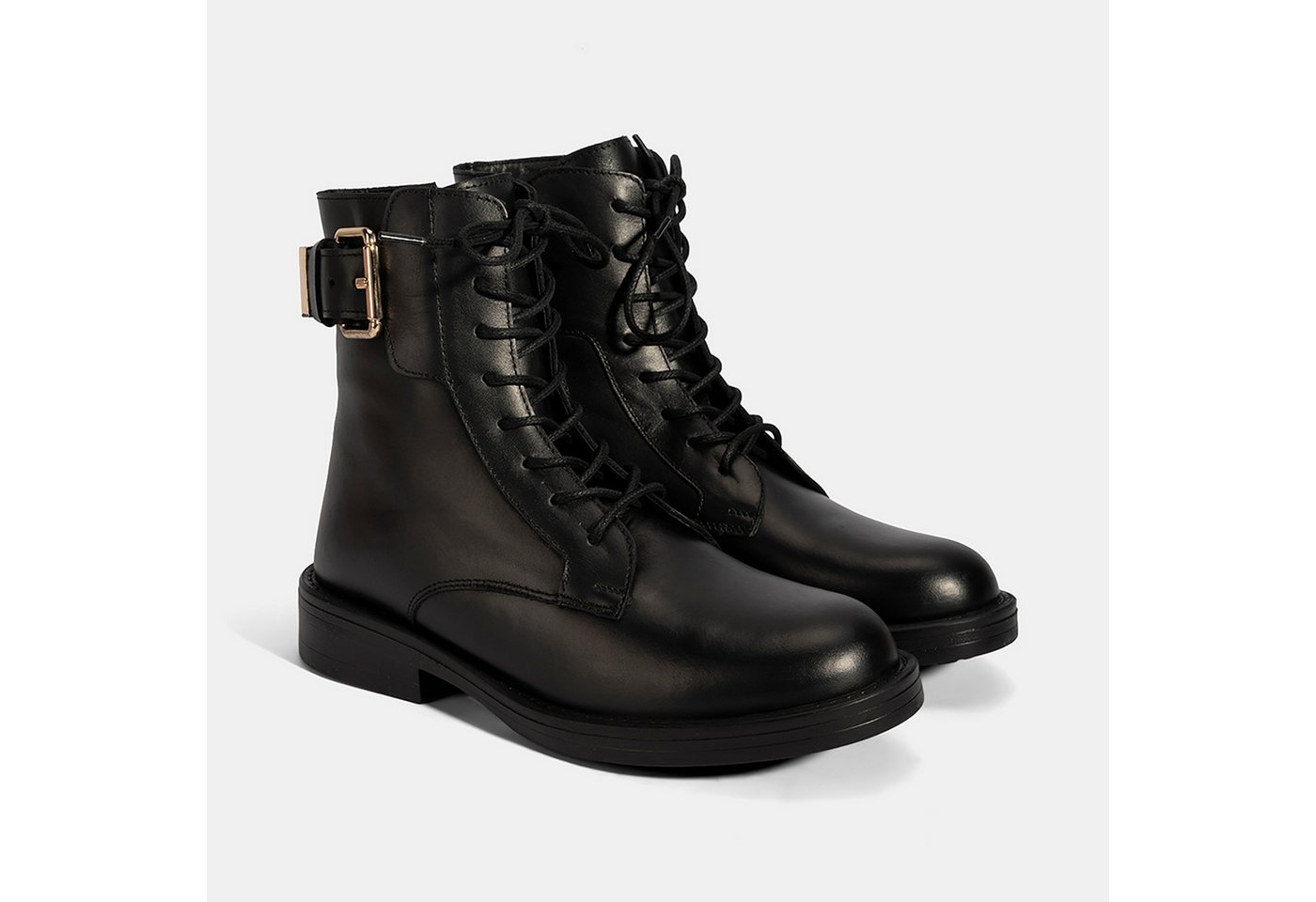 Desa DESA Damen-Stiefeletten mit flachem Absatz, atmungsaktiver Lederinnens Stiefel von Desa