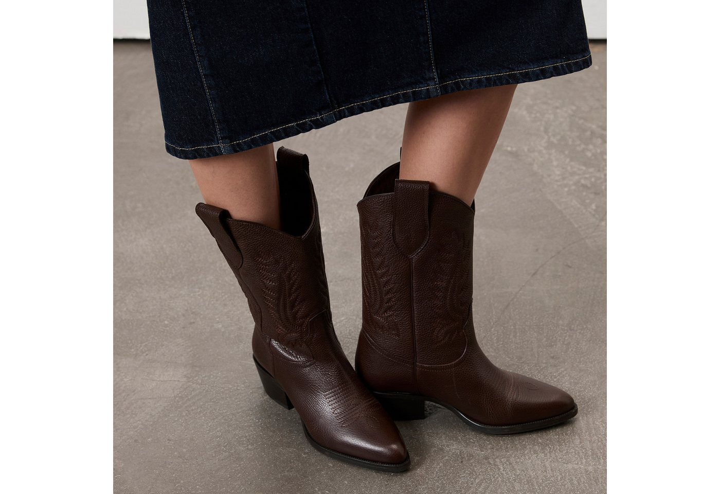 Desa Damen-Lederstiefel – 5 cm Absatz, zum Hineinschlüpfen, atmungsaktiv Stiefel von Desa