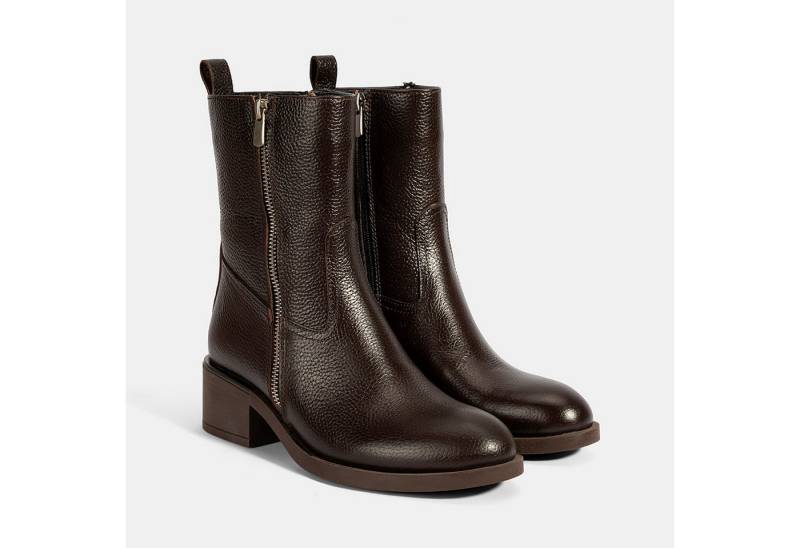 Desa Desa Damenstiefel – Obermaterial aus Leder, Reißverschluss, flacher Ab Stiefel von Desa