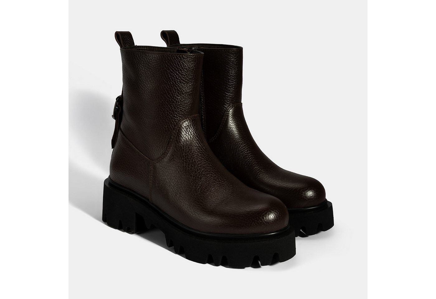 Desa Desa Damenstiefel – Obermaterial aus Leder, Reißverschluss, flacher Ab Stiefel von Desa