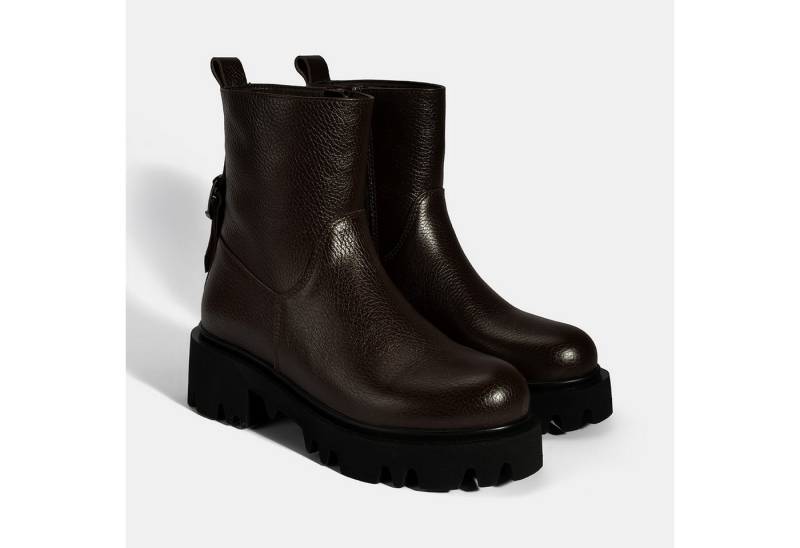 Desa Desa Damenstiefel – Obermaterial aus Leder, Reißverschluss, flacher Ab Stiefel von Desa