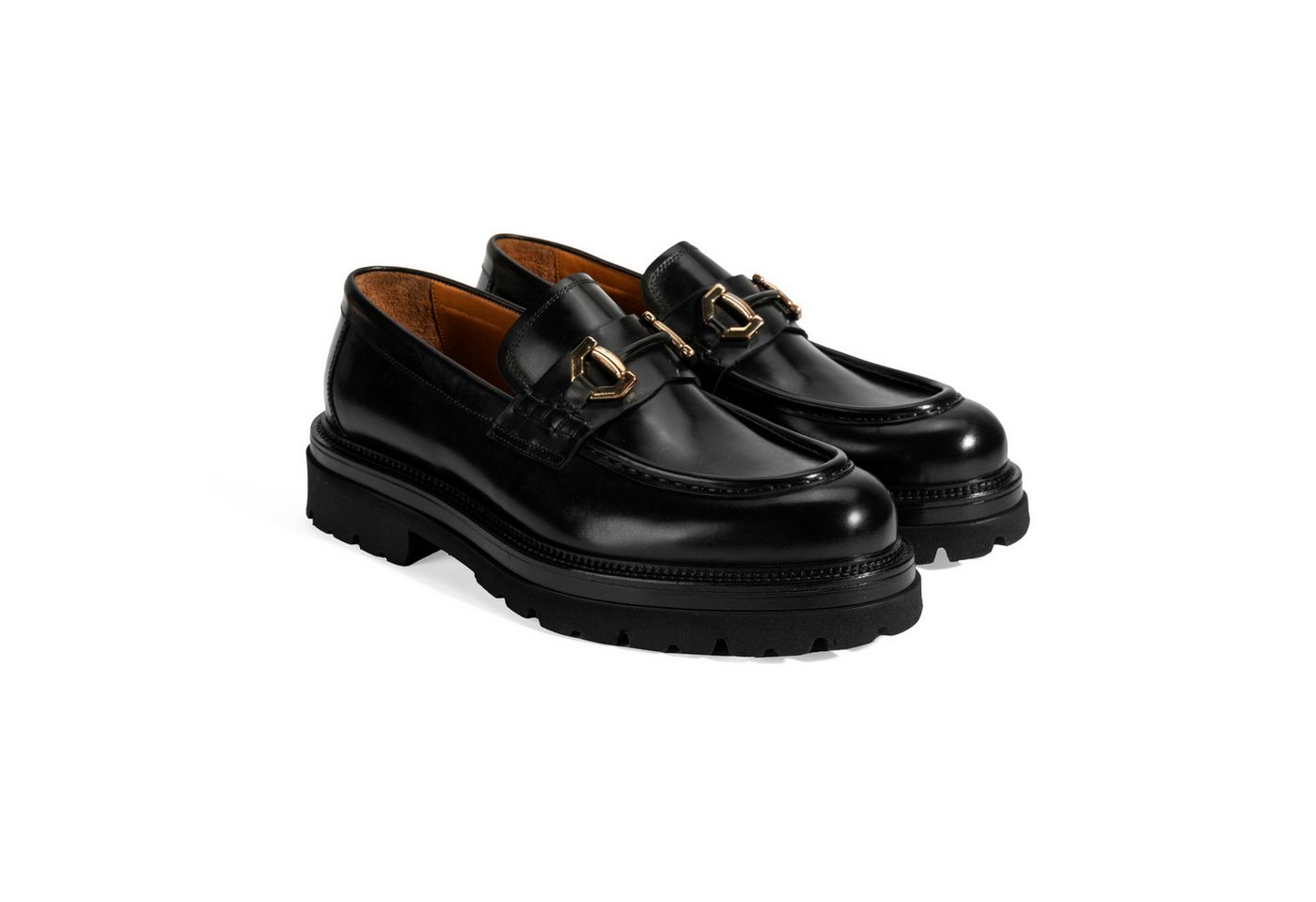 Desa DESA Herren-Slipper aus Leder, atmungsaktiv, flacher Absatz, runde Zeh Loafer von Desa