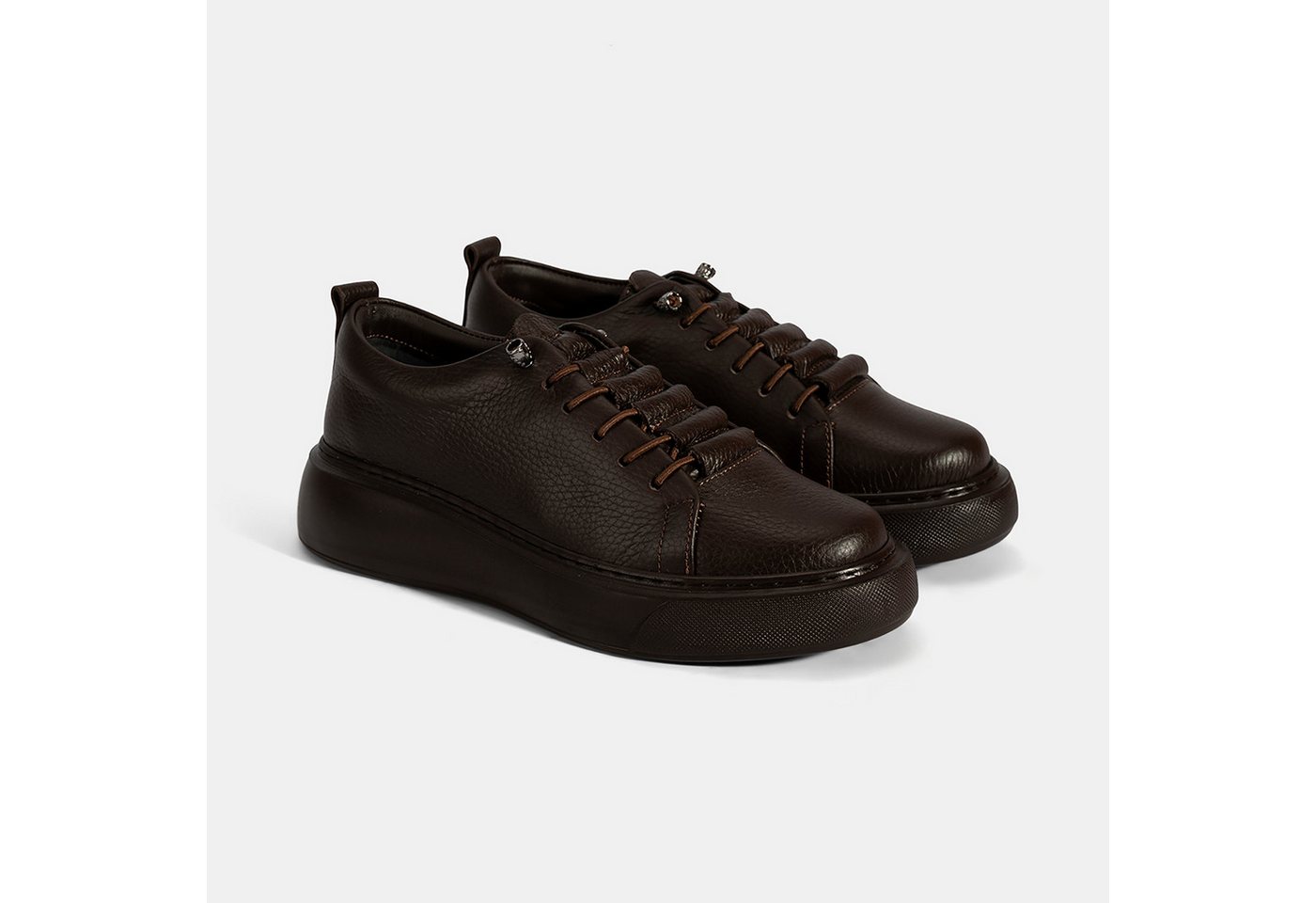 Desa Damen-Sneaker – Obermaterial aus Leder, Schnürung, flacher Absatz, at Sneaker von Desa