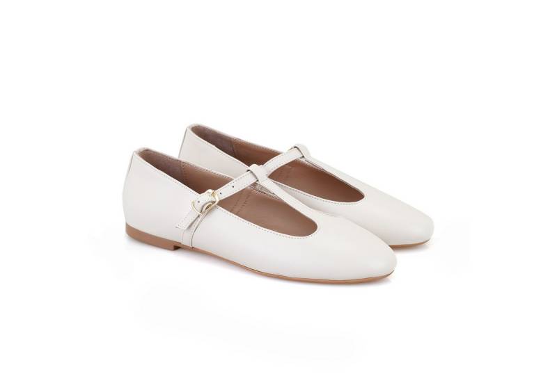 Desa Damen-Ballerinas aus Leder – Synthetiksohle, flacher Absatz, atmungsa Ballerina von Desa