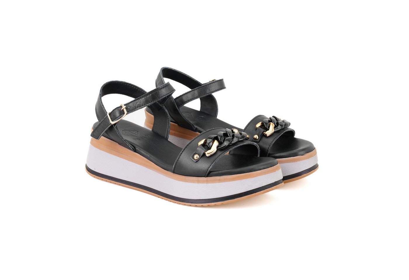 Desa Damen-Keilsandalen aus Leder – PU-Sohle, atmungsaktiv Slipper von Desa