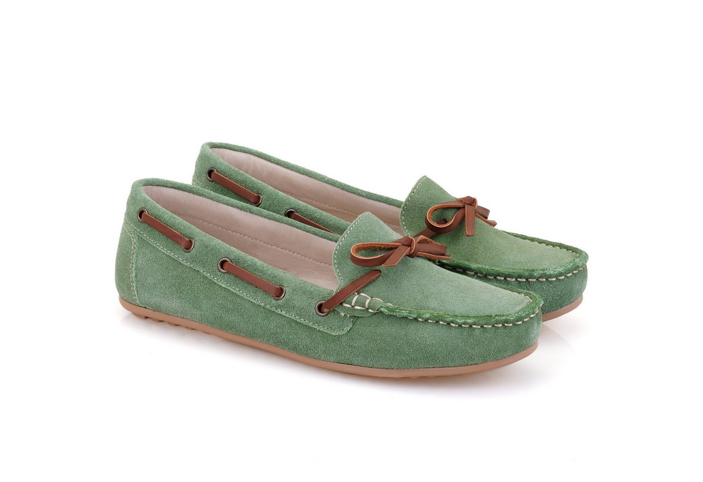 Desa Damen-Lederpantoletten – Naturkautschuksohle, flacher Absatz, atmungs Loafer von Desa