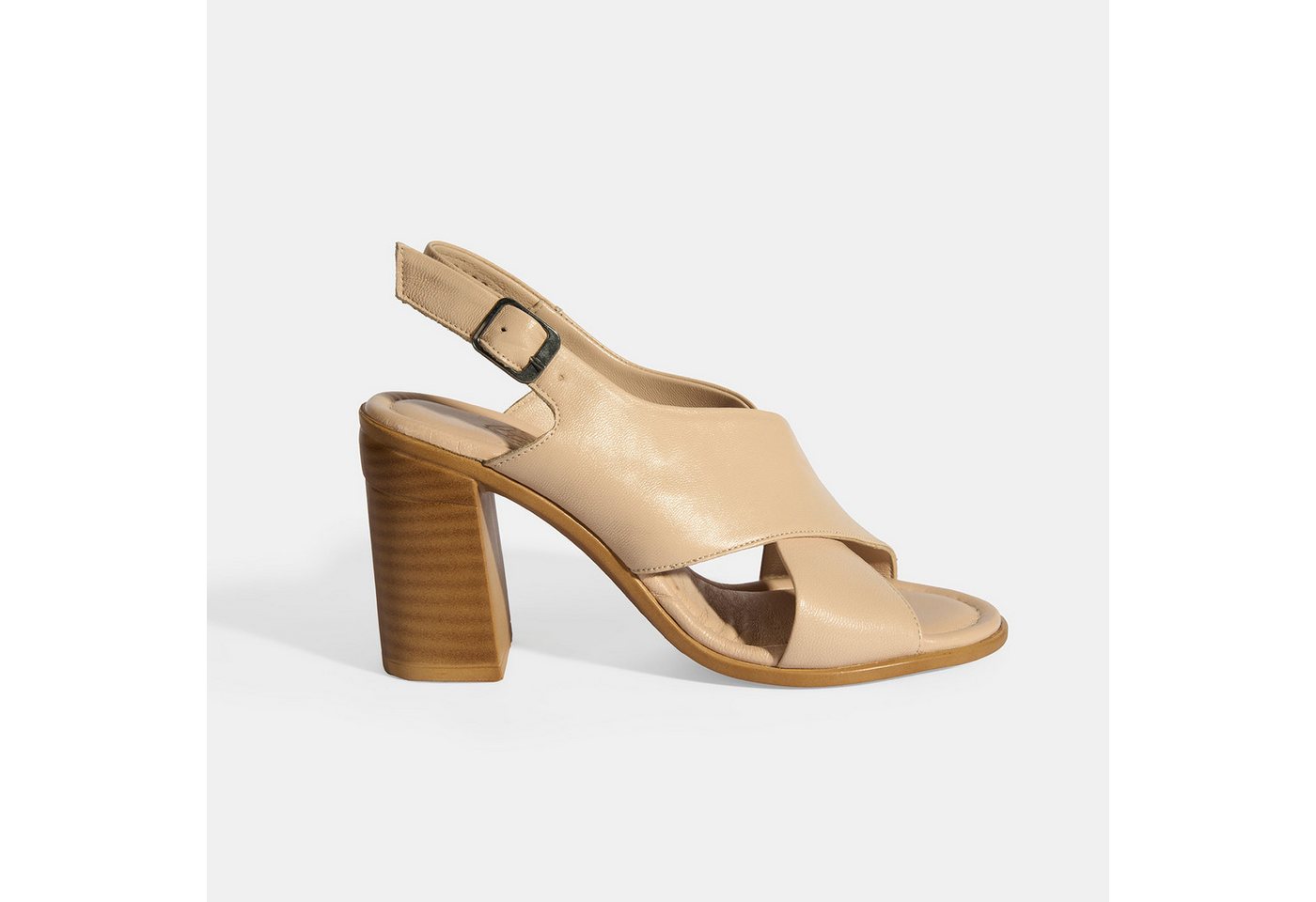 Desa Damen-Ledersandalen – Blockabsatz, Schnallenverschluss Slipper von Desa